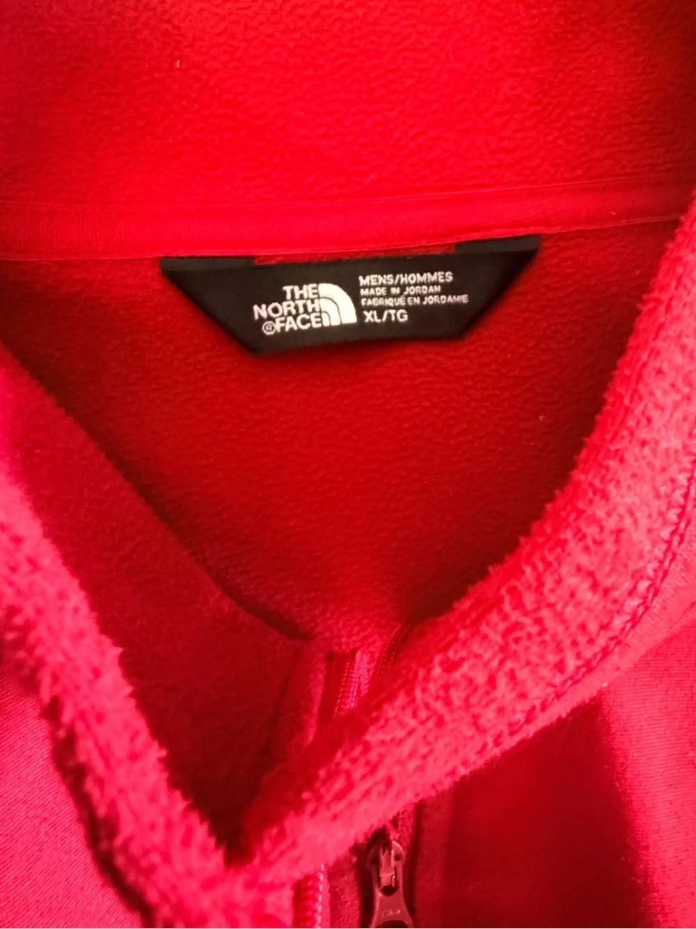 The North Face Mens XL Red Quarter Zip Fleece Pullover Jacket Logo Sweatshirt